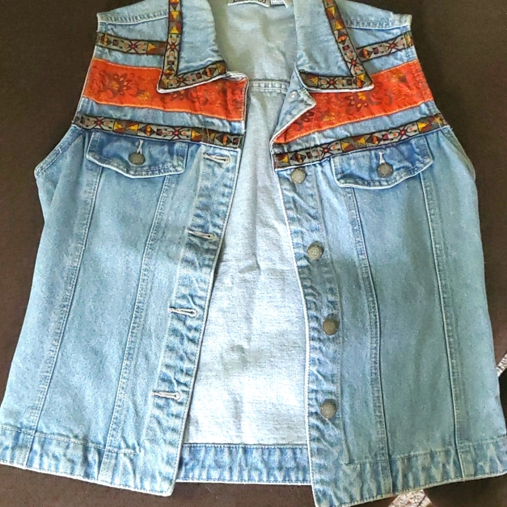 Vintage Vest with Floral accents